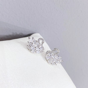 Color Gemstone Swan Bird Statement Earrings