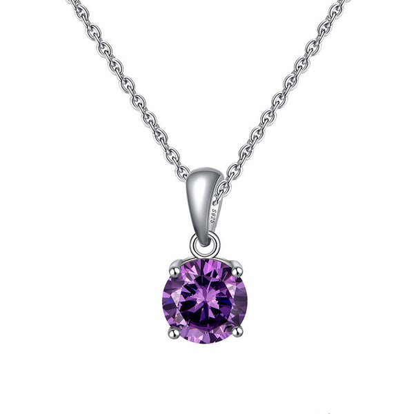 Four-Prong Birthstone Pendant Necklace