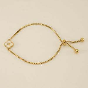 Initial Letter Four Leaf Clover Bracelet