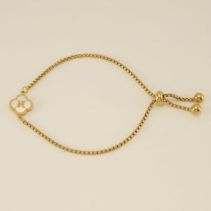 Initial Letter Four Leaf Clover Bracelet