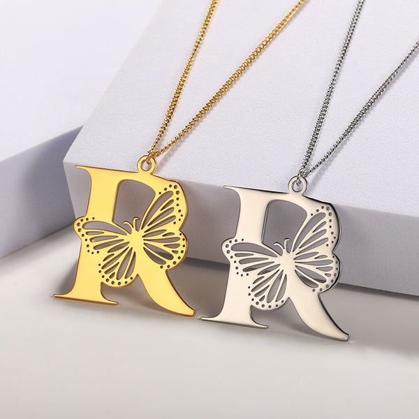Butterfly Initial Letter Necklace