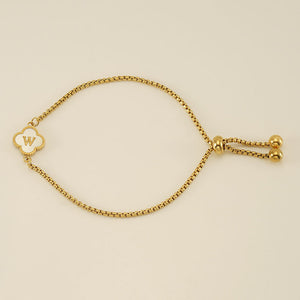 Initial Letter Four Leaf Clover Bracelet