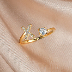 Initial Letter Adjustable Stacking Ring