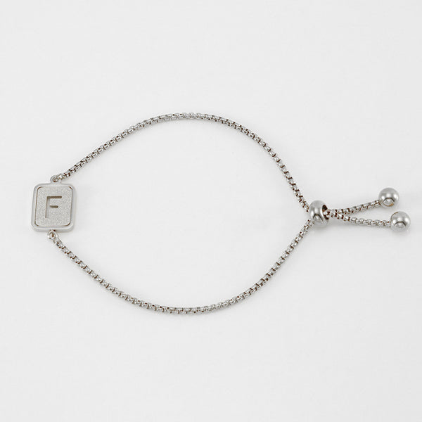 Initial Letter Square Charm Bracelet