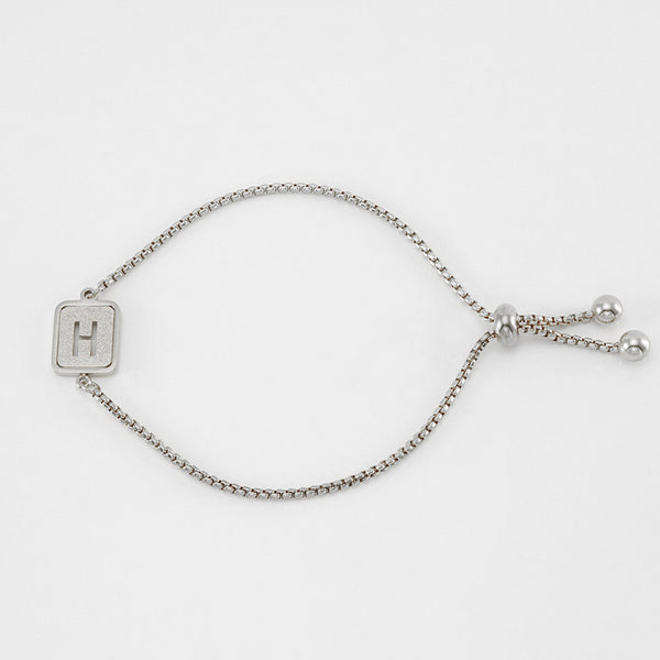 Initial Letter Square Charm Bracelet