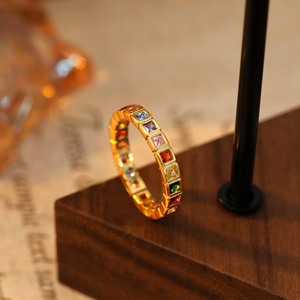 Dainty Rainbow Gemstone Stacking Ring