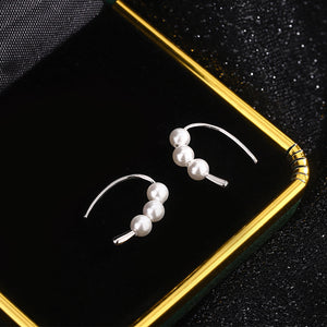 Minimalist White Pearl Cluster Hook Earrings
