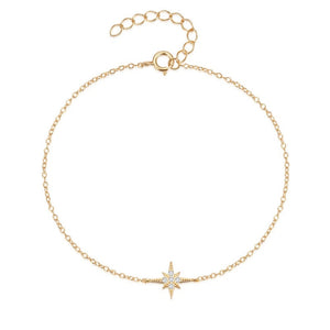 Dainty Eight Pointed Star Charm Bracelet