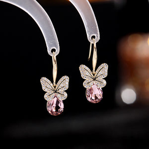 Teardrop Butterfly Drop Statement Earrings