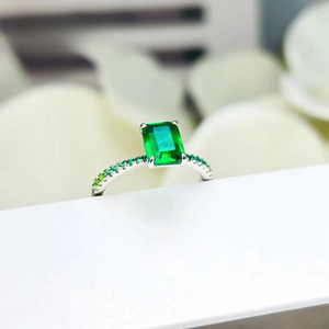 Dainty Emerald Cut Solitaire Eternity Ring