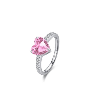 Dainty Pink Heart Stacking Band Ring