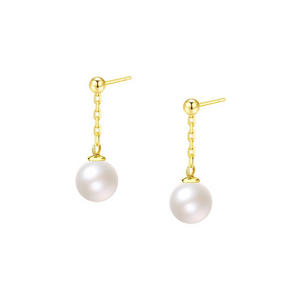 Dainty Gold Pearl Drop Stud Earrings