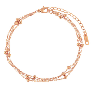 Dainty Triple-Layer Beaded Charm Anklet