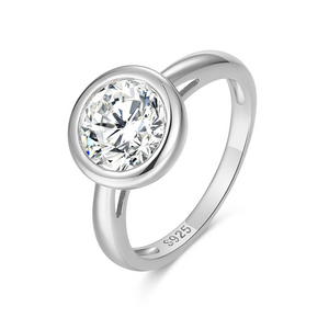 Solitaire Round Moissanite Engagement Ring