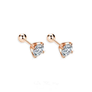Four-Prong Round Moissanite Stud Earrings