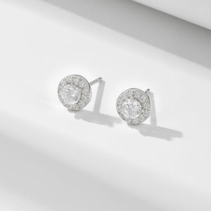 Dainty Round Halo Stud Earrings