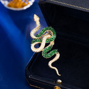 Gold Color Gemstone Snake Pin Brooch