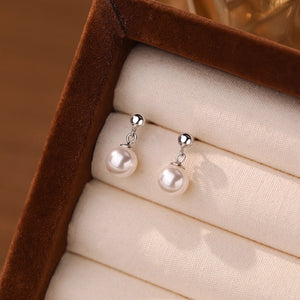 Dainty Gold Pearl Drop Stud Earrings