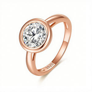 Solitaire Round Moissanite Engagement Ring