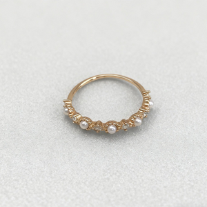 Dainty Gold Pearl Stacking Promise Ring