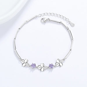 Four Leaf Clover Segmented Chain Bracelet