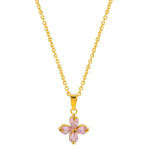 Dainty Four Leaf Flower Charm Necklace