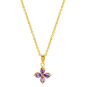Dainty Four Leaf Flower Charm Necklace