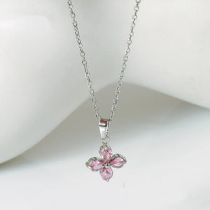 Dainty Four Leaf Flower Charm Necklace