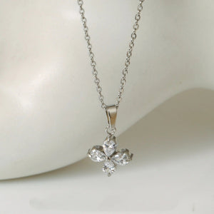 Dainty Four Leaf Flower Charm Necklace