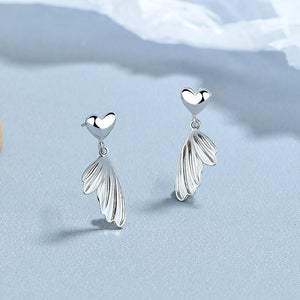 Dainty Heart Fish Tail Drop Earrings
