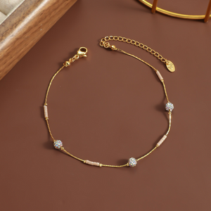 Dainty Boho Bead Charm Anklet