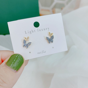 Dainty Green Butterfly Stud Earrings