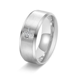 Minimalist Wide Brushed Cross Ring