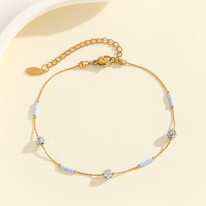 Dainty Boho Bead Charm Anklet