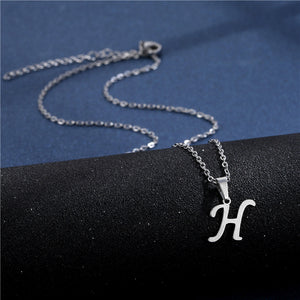 Tiny Small Initial Letter Pendant Necklace