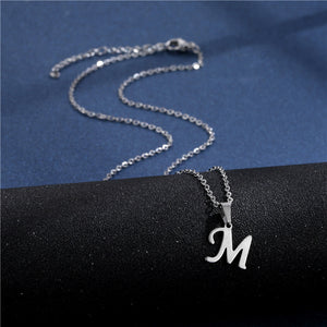 Tiny Small Initial Letter Pendant Necklace