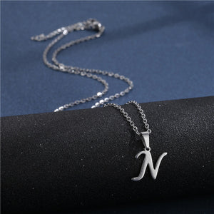 Tiny Small Initial Letter Pendant Necklace