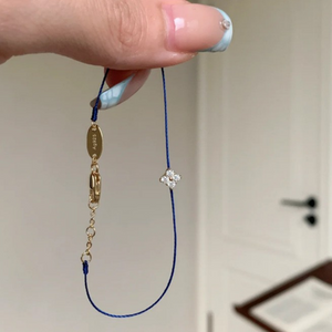 Four Leaf Clover Pink Cord Bracelet