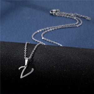 Tiny Small Initial Letter Pendant Necklace