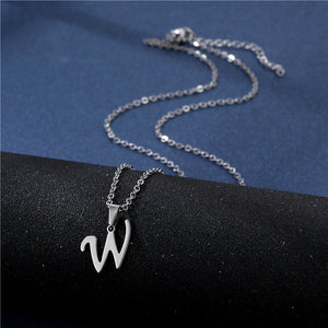 Tiny Small Initial Letter Pendant Necklace