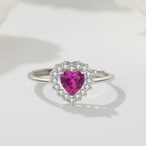 Heart Cut Halo Setting Zircon Statement Ring