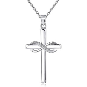 Twisted Ribbon Cross Charm Necklace