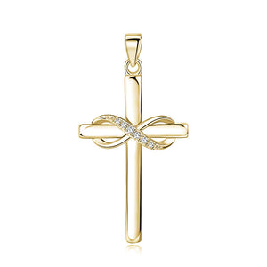 Twisted Ribbon Cross Charm Necklace