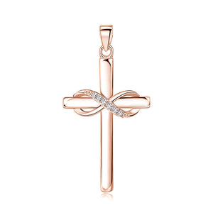 Twisted Ribbon Cross Charm Necklace
