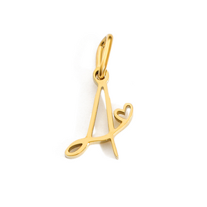 Cursive Initial Heart Pendant Necklace