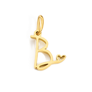 Cursive Initial Heart Pendant Necklace