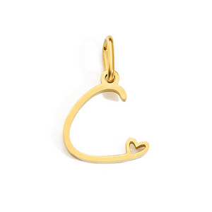 Cursive Initial Heart Pendant Necklace