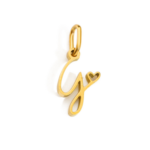Cursive Initial Heart Pendant Necklace