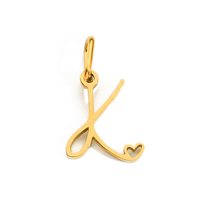 Cursive Initial Heart Pendant Necklace