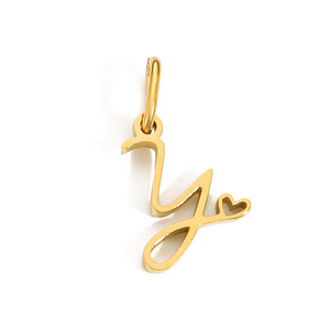 Cursive Initial Heart Pendant Necklace